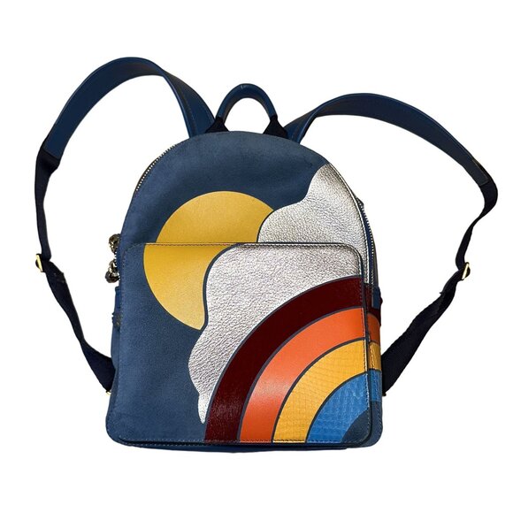 Anya Hindmarch Silver Cloud Blue Suede Mini Backpack - Picture 1 of 16